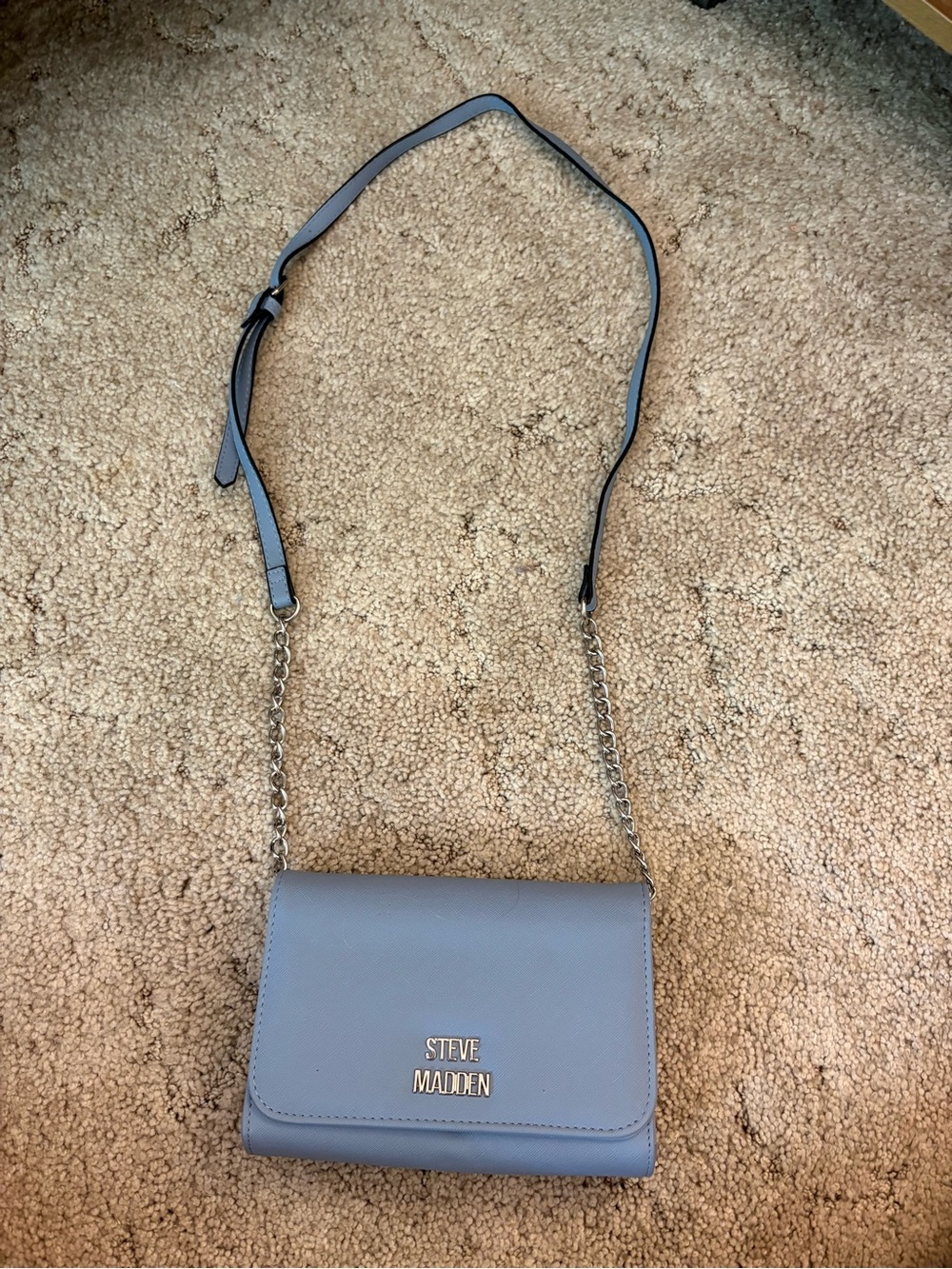 Steve Madden Light Blue Chain Strap Crossbody Bag